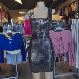 Square cute silver dress (Shiny)